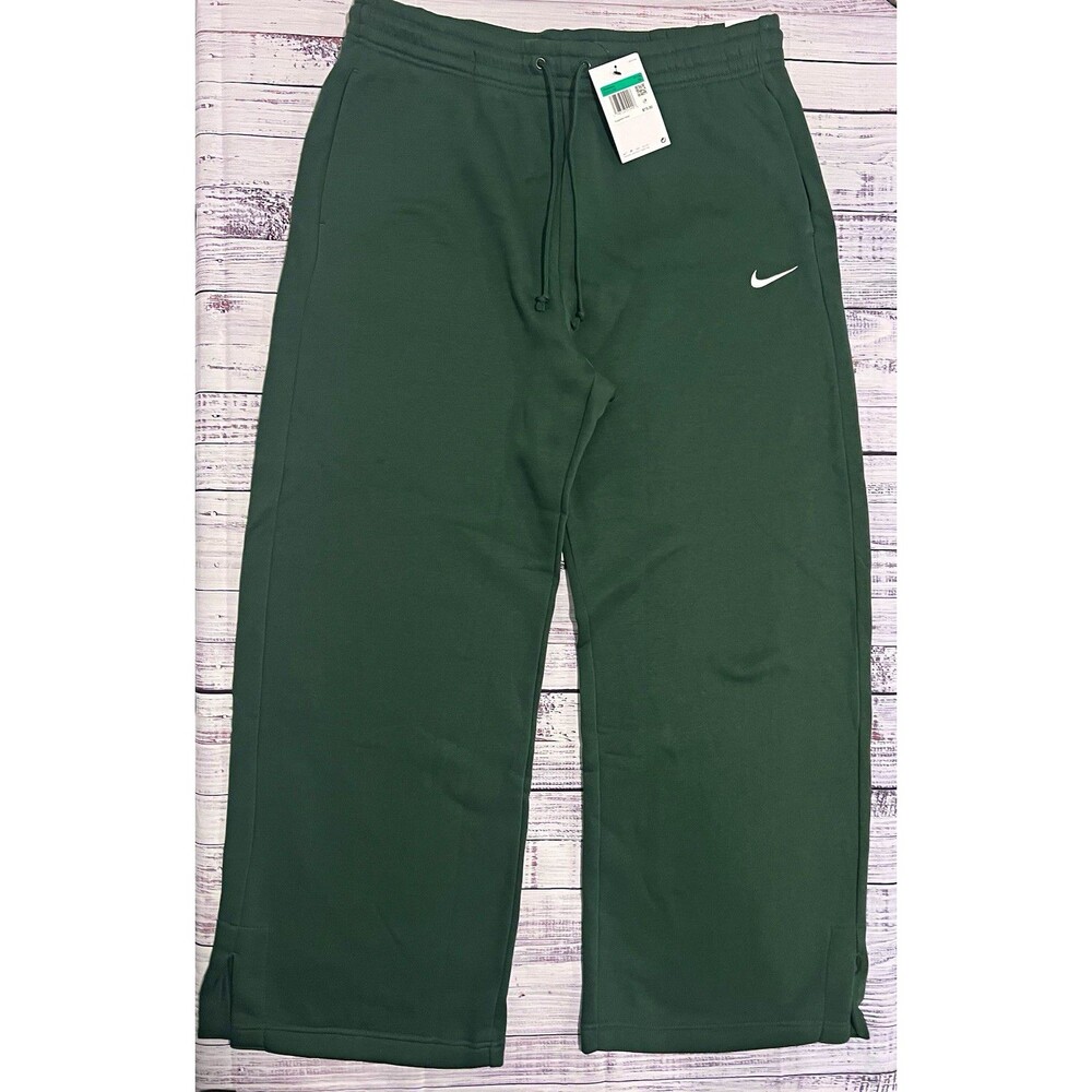 Nike Women's Sweatpants Green Drawstring Pockets Wide Leg XL
